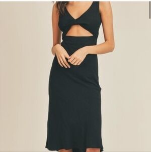 MABLE Black Cutout Midi Dresse